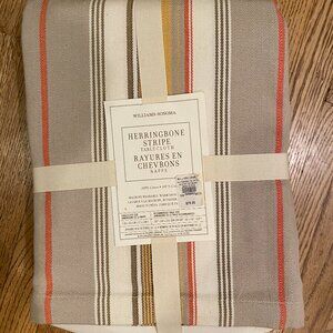 Williams Sonoma Herringbone Stripe Tablecloth - 100% cotton - NWT